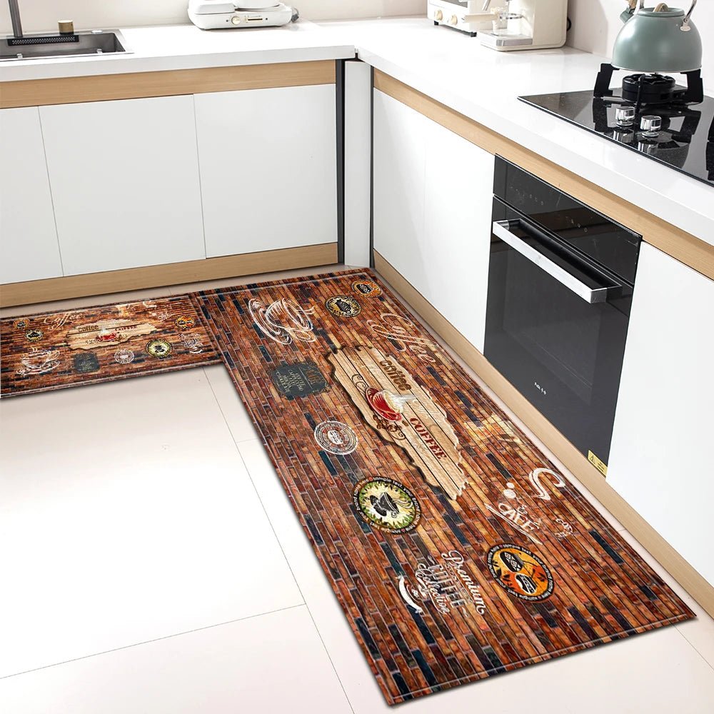 Tapis de Cuisine Motif Café Antidérapant - Tapis Mémoire de Forme Imperméable Polyvalent - Cuisine Chez Nadine