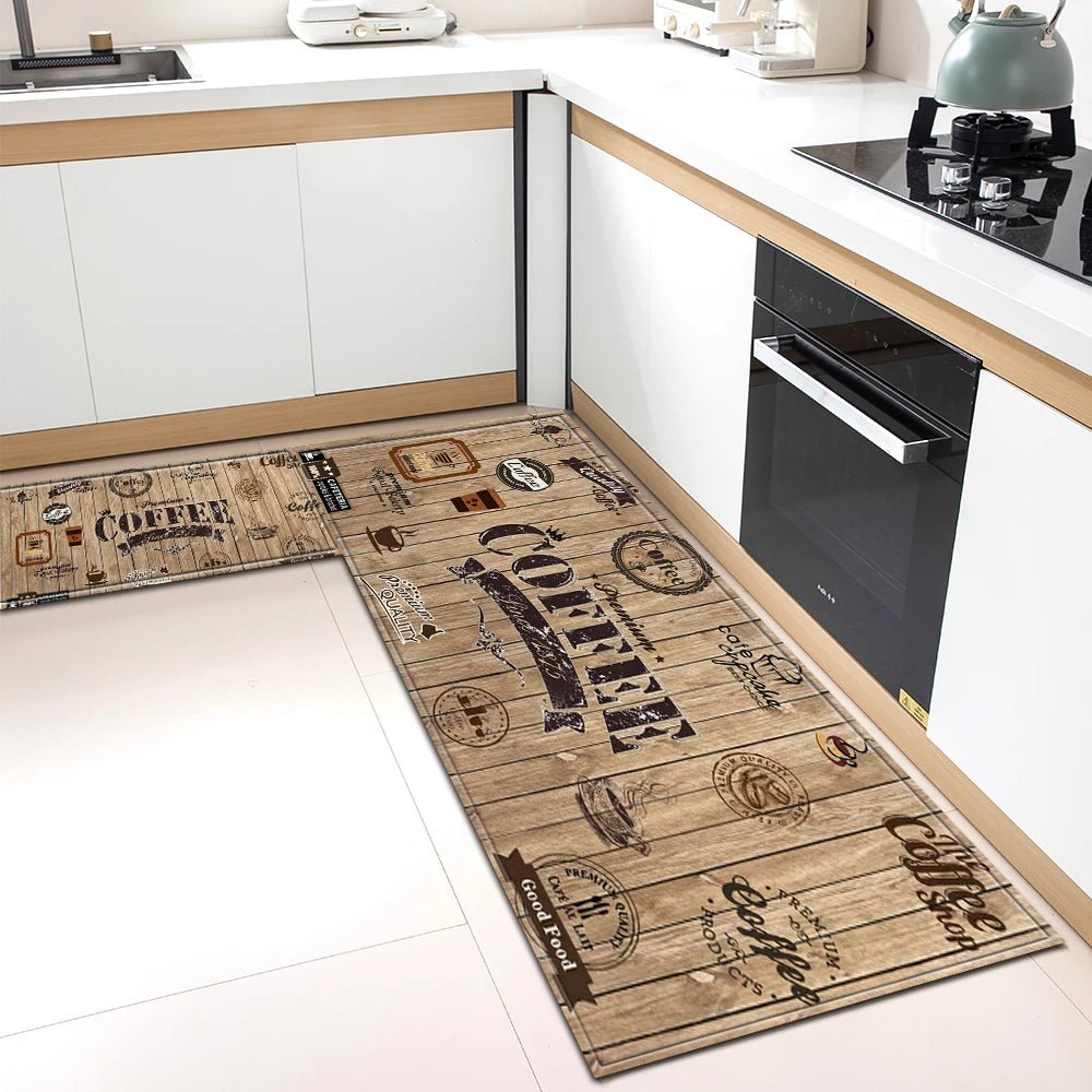 Tapis de Cuisine Motif Café Antidérapant - Tapis Mémoire de Forme Imperméable Polyvalent - Cuisine Chez Nadine