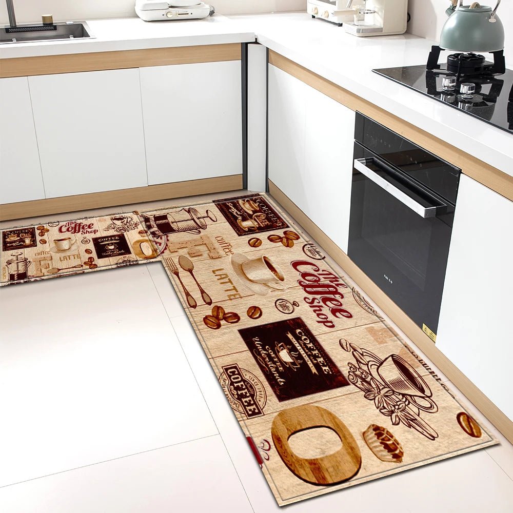 Tapis de Cuisine Motif Café Antidérapant - Tapis Mémoire de Forme Imperméable Polyvalent - Cuisine Chez Nadine