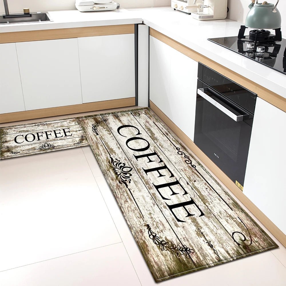Tapis de Cuisine Motif Café Antidérapant - Tapis Mémoire de Forme Imperméable Polyvalent - Cuisine Chez Nadine