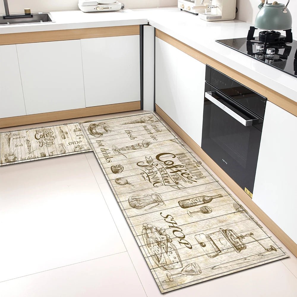 Tapis de Cuisine Motif Café Antidérapant - Tapis Mémoire de Forme Imperméable Polyvalent - Cuisine Chez Nadine