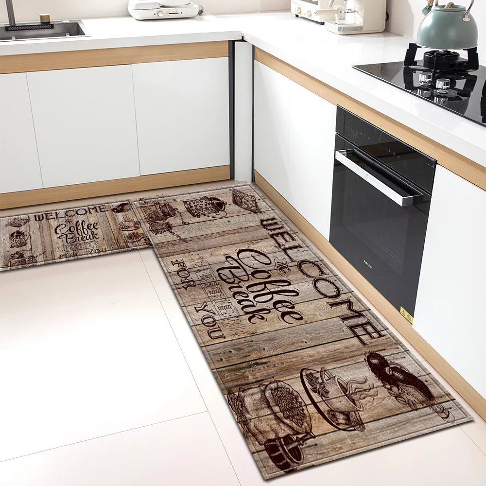 Tapis de Cuisine Motif Café Antidérapant - Tapis Mémoire de Forme Imperméable Polyvalent - Cuisine Chez Nadine