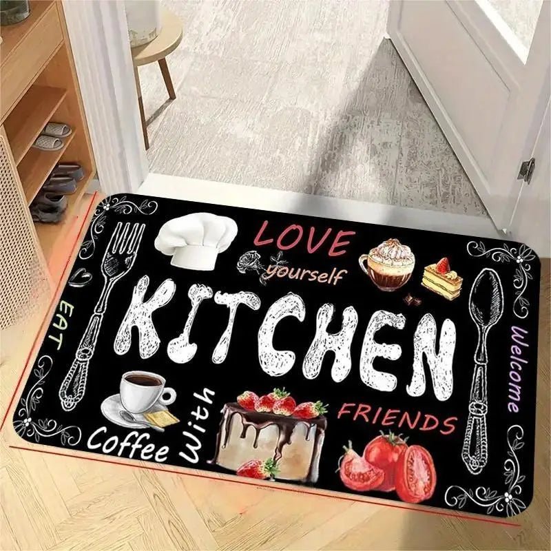 Tapis de Cuisine Motif Tableau Noir Citations - Tapis Décoratif Moderne en Polyester - Cuisine Chez Nadine