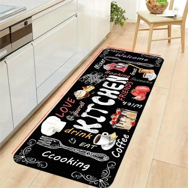 Tapis de Cuisine Motif Tableau Noir Citations - Tapis Décoratif Moderne en Polyester - Cuisine Chez Nadine