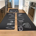 Tapis de cuisine noir classique avec motif floral - Antidérapant pour cuisine, salon, couloir et balcon - Cuisine Chez Nadine