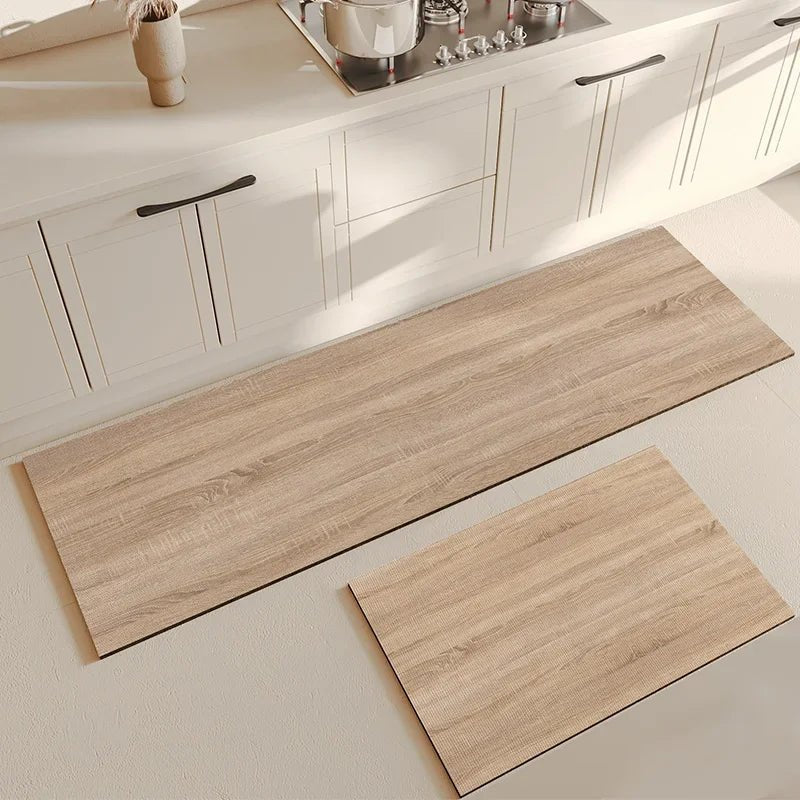 Tapis de Cuisine PVC Imperméable Beige - Tapis Long Antidérapant Résistant à l'Huile - Cuisine Chez Nadine