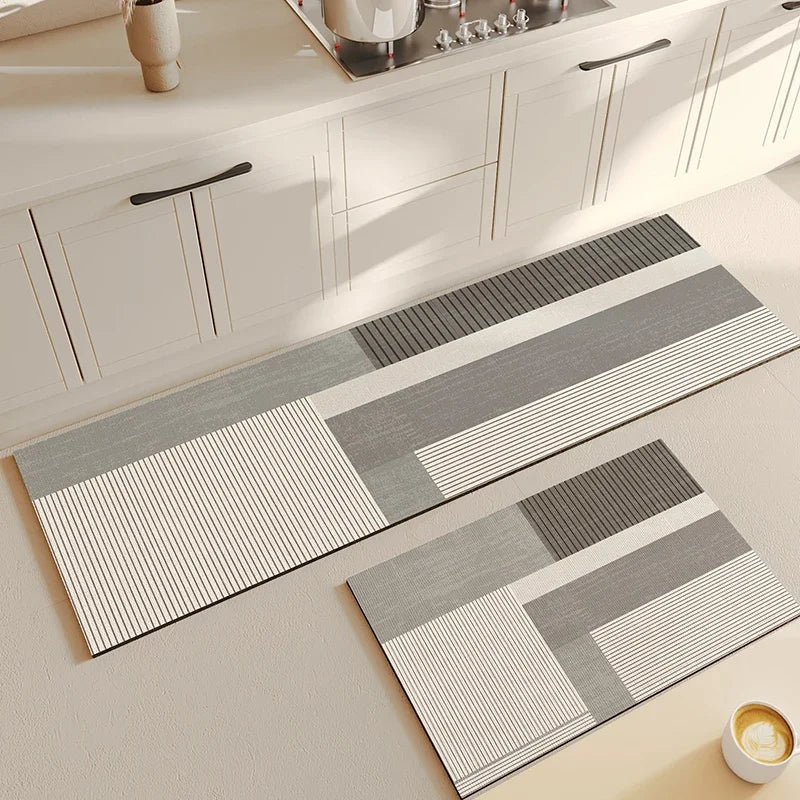 Tapis de Cuisine PVC Imperméable Beige - Tapis Long Antidérapant Résistant à l'Huile - Cuisine Chez Nadine