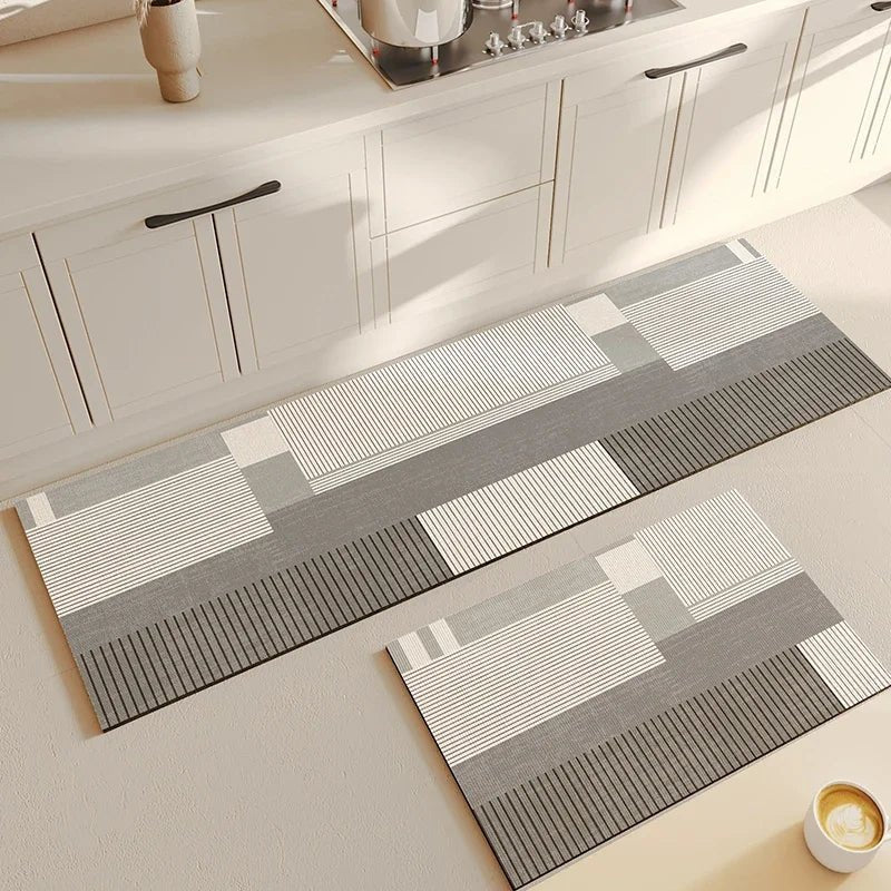 Tapis de Cuisine PVC Imperméable Beige - Tapis Long Antidérapant Résistant à l'Huile - Cuisine Chez Nadine