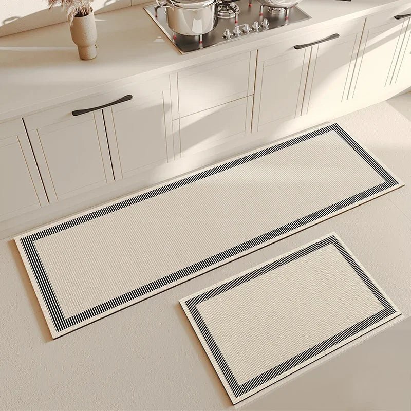 Tapis de Cuisine PVC Imperméable Beige - Tapis Long Antidérapant Résistant à l'Huile - Cuisine Chez Nadine