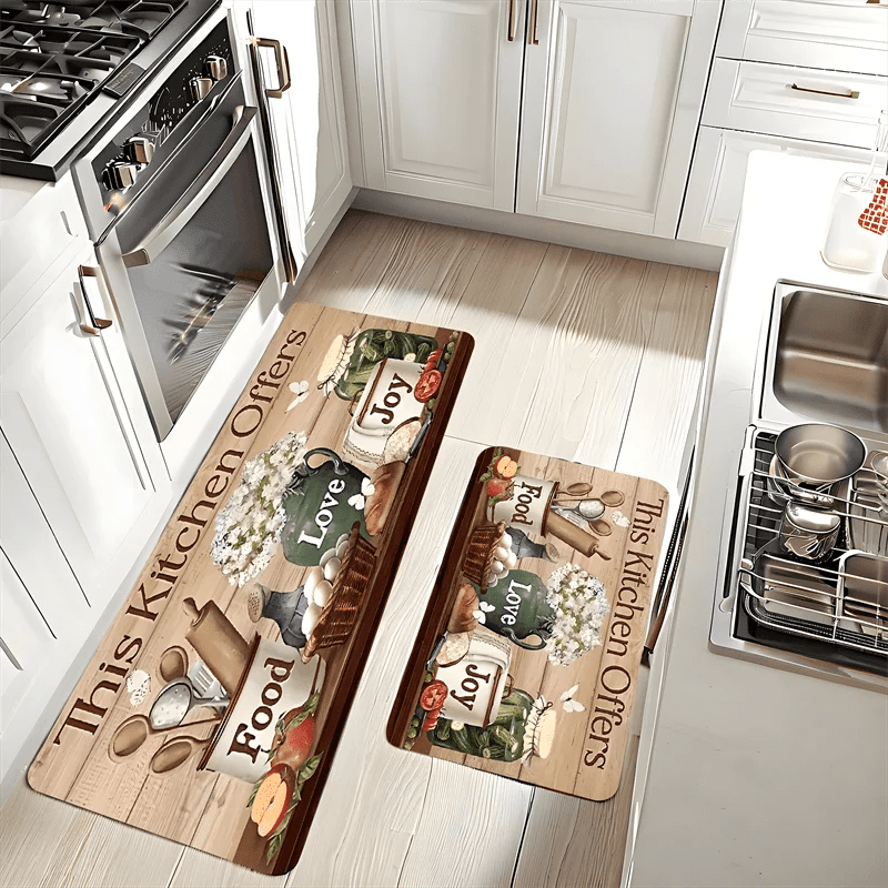 Tapis de Cuisine Thématique - Design Ustensiles et Motifs Culinaires pour Décoration Maison Salon Chambre - Cuisine Chez Nadine