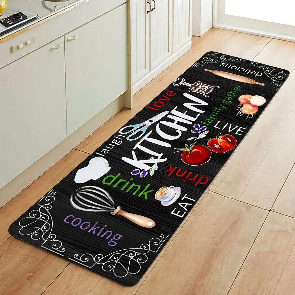 Tapis de Cuisine Thématique - Design Ustensiles et Motifs Culinaires pour Décoration Maison Salon Chambre - Cuisine Chez Nadine