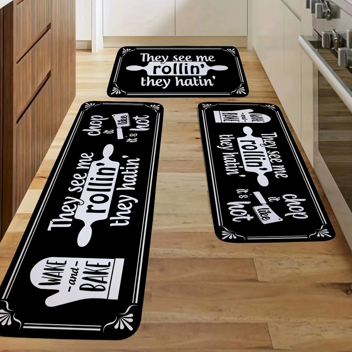 Tapis de Cuisine Thématique - Design Ustensiles et Motifs Culinaires pour Décoration Maison Salon Chambre - Cuisine Chez Nadine