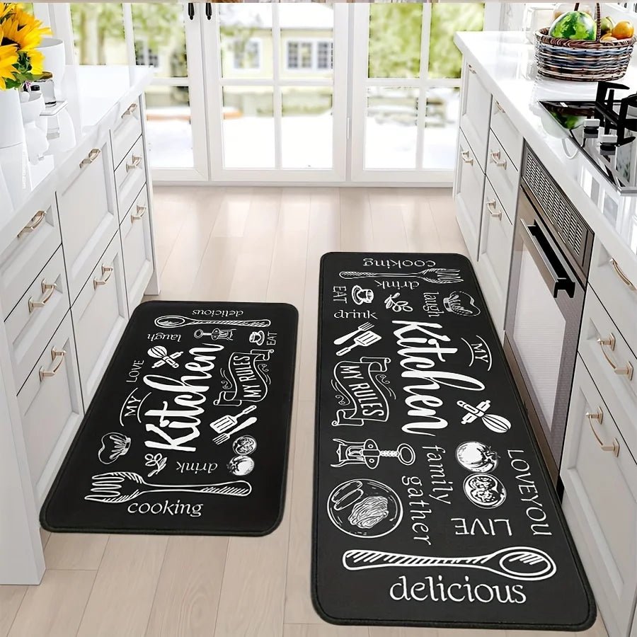 Tapis de Cuisine Thématique - Design Ustensiles et Motifs Culinaires pour Décoration Maison Salon Chambre - Cuisine Chez Nadine