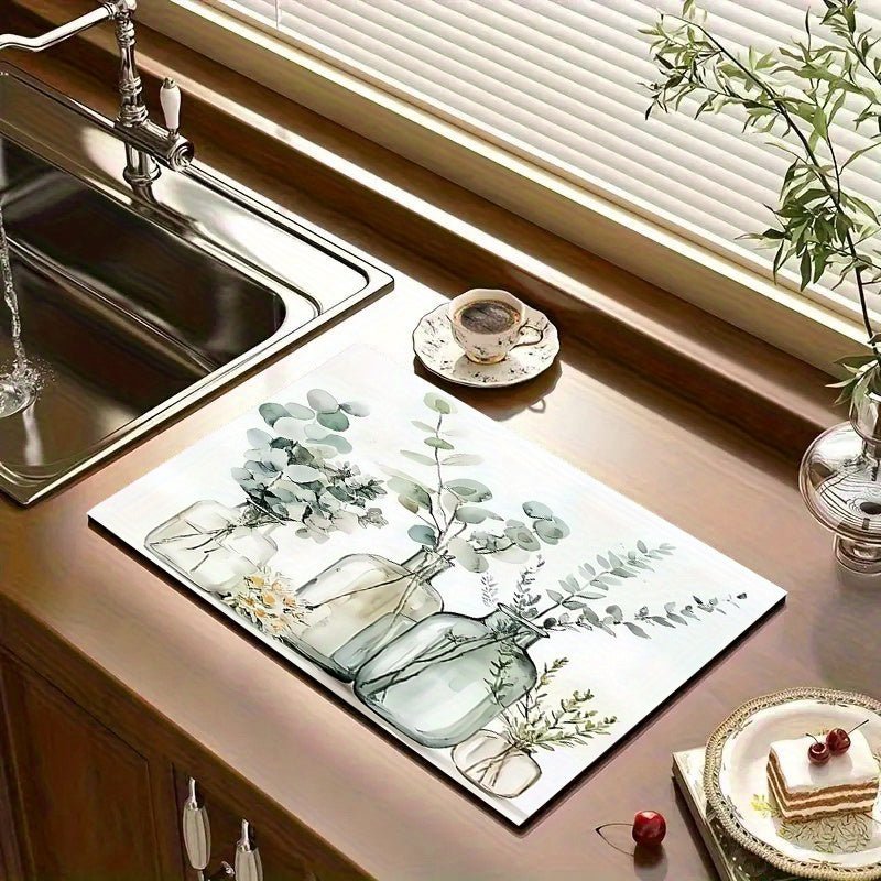 Tapis d'égouttage aquarelle élégant en polyester - Cuisine Chez Nadine