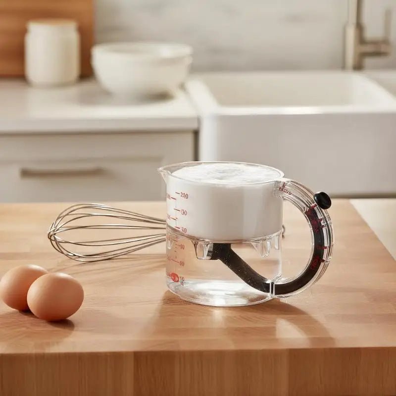 Tasse à Mesurer Ajustable en Verre avec Raclette Intégrée - Outil de Cuisine Essentiel pour Toutes Préparations - Cuisine Chez Nadine
