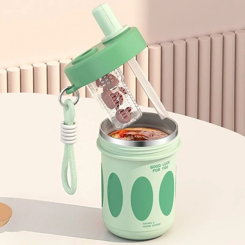 Tasse à Thé Acier Inoxydable 304 avec Infuseur et Couvercle 550ml Mug Bureau Isotherme Pailles Café Voyage Portable - Cuisine Chez Nadine
