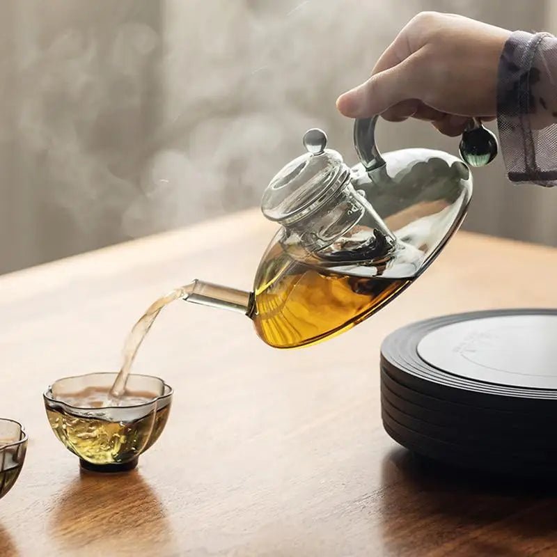 Théière en Verre avec Infuseur Bouilloire Électrique avec Poignée Préparateur de Thé Chaud - Cuisine Chez Nadine
