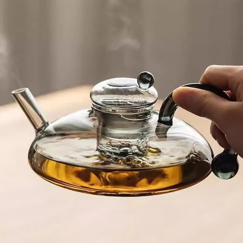Théière en Verre avec Infuseur Bouilloire Électrique avec Poignée Préparateur de Thé Chaud - Cuisine Chez Nadine