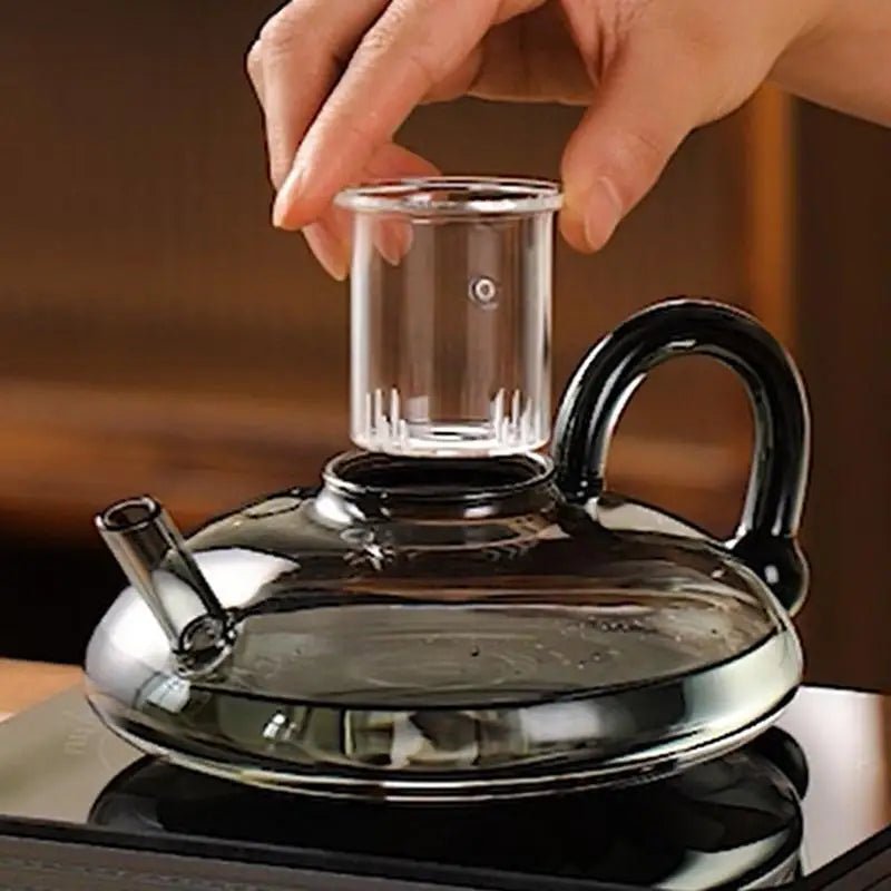 Théière en Verre avec Infuseur Bouilloire Électrique avec Poignée Préparateur de Thé Chaud - Cuisine Chez Nadine