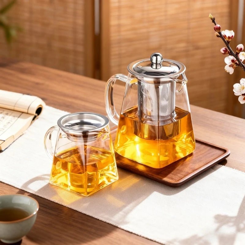 Théière en Verre avec Infuseur Ensemble à Thé Bouilloire Carafe Service à Thé - Cuisine Chez Nadine
