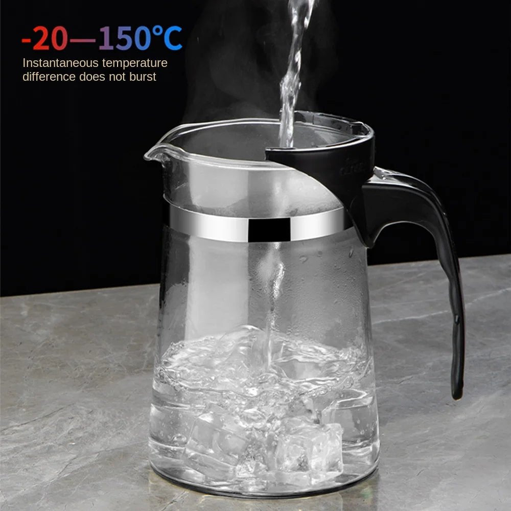 Théière en Verre avec Séparation Filtration Résistante Chaleur Poignée Bois Grande Capacité Infuseur - Cuisine Chez Nadine