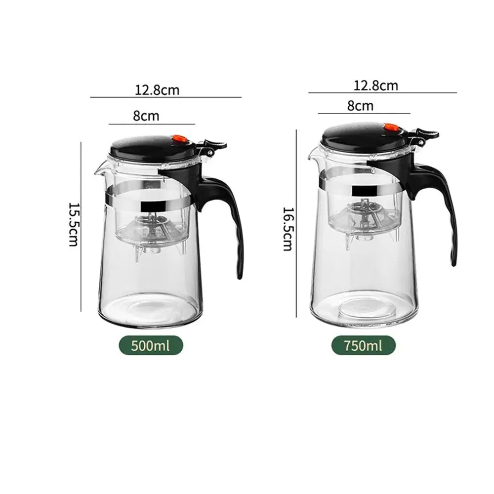 Théière en Verre avec Séparation Filtration Résistante Chaleur Poignée Bois Grande Capacité Infuseur - Cuisine Chez Nadine