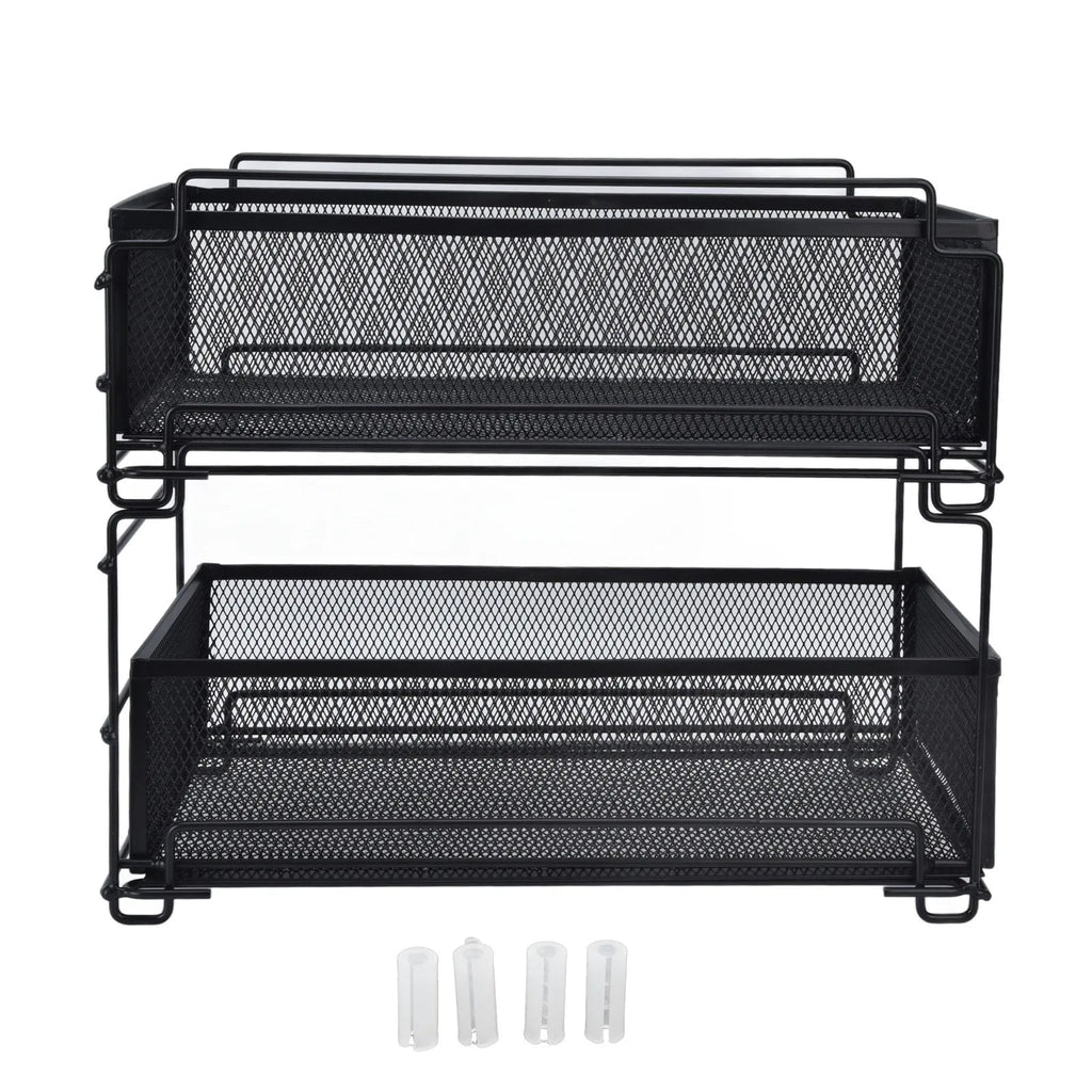 Tiroir de Rangement Coulissant Multifonctionnel pour Sous - Évier en Métal - Étagère Panier Organisateur pour Armoire de Cuisine et Bureau - Cuisine Chez Nadine