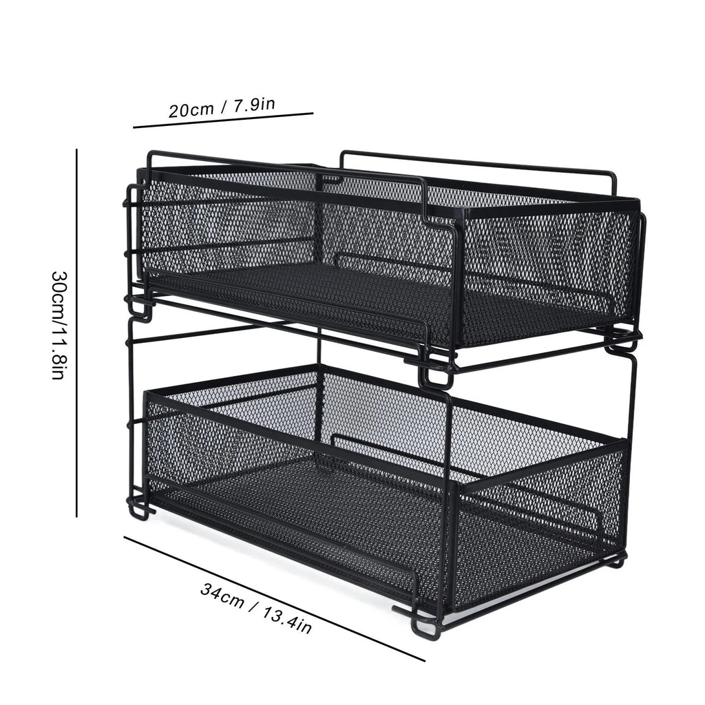 Tiroir de Rangement Coulissant Multifonctionnel pour Sous - Évier en Métal - Étagère Panier Organisateur pour Armoire de Cuisine et Bureau - Cuisine Chez Nadine