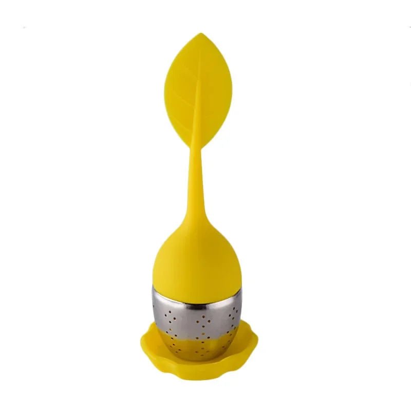 Titre : Infuseur à Thé Acier Inoxydable Mailles Fines Filtre Poignée Silicone Feuille Sans BPA Plateau Égouttoir Thé en Vrac - Cuisine Chez Nadine