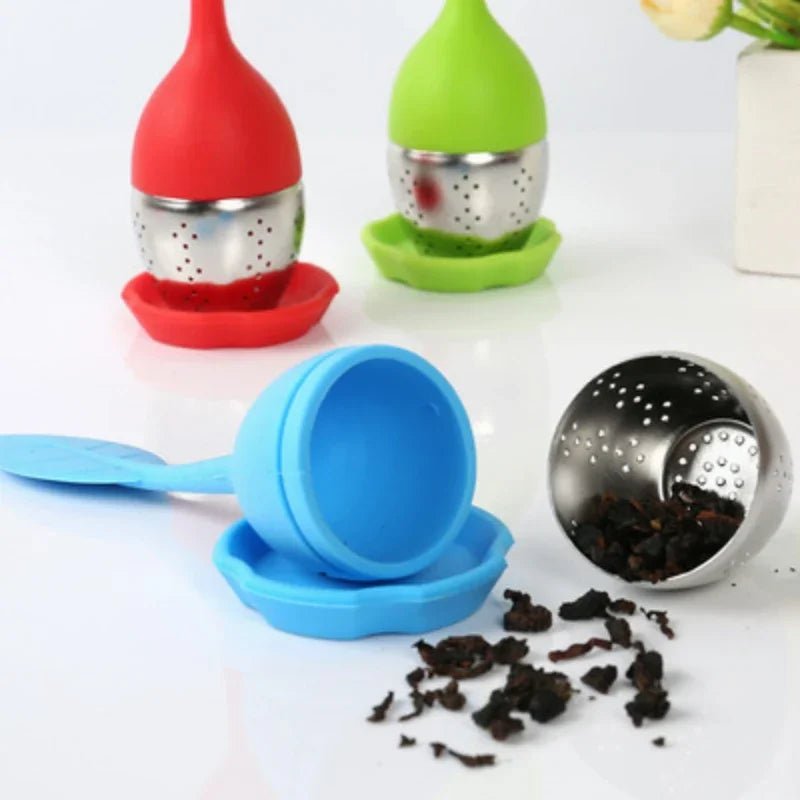 Titre : Infuseur à Thé Acier Inoxydable Mailles Fines Filtre Poignée Silicone Feuille Sans BPA Plateau Égouttoir Thé en Vrac - Cuisine Chez Nadine