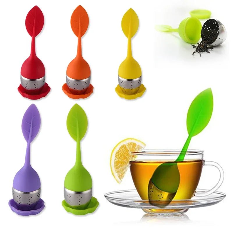Titre : Infuseur à Thé Acier Inoxydable Mailles Fines Filtre Poignée Silicone Feuille Sans BPA Plateau Égouttoir Thé en Vrac - Cuisine Chez Nadine