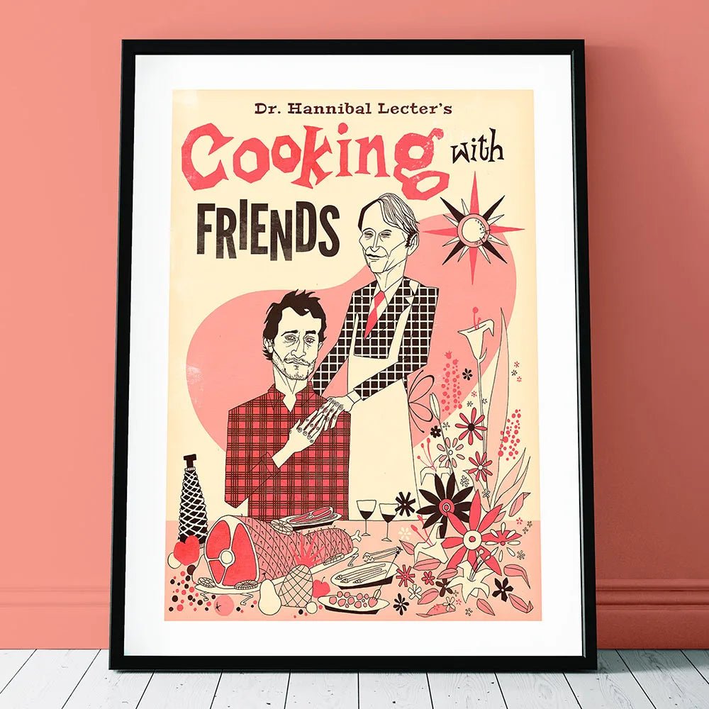 Toile Décorative pour Cuisine - Affiche Livre de Recettes Hannibal "Cooking With Friends" - Art Mural Nordic sans Cadre - Cuisine Chez Nadine