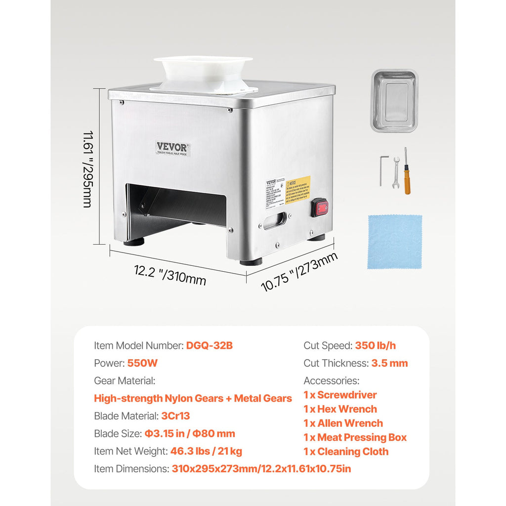 Trancheuse à viande électrique VEVOR 550W - Qualité commerciale pour cuisine et restaurant - Cuisine Chez Nadine