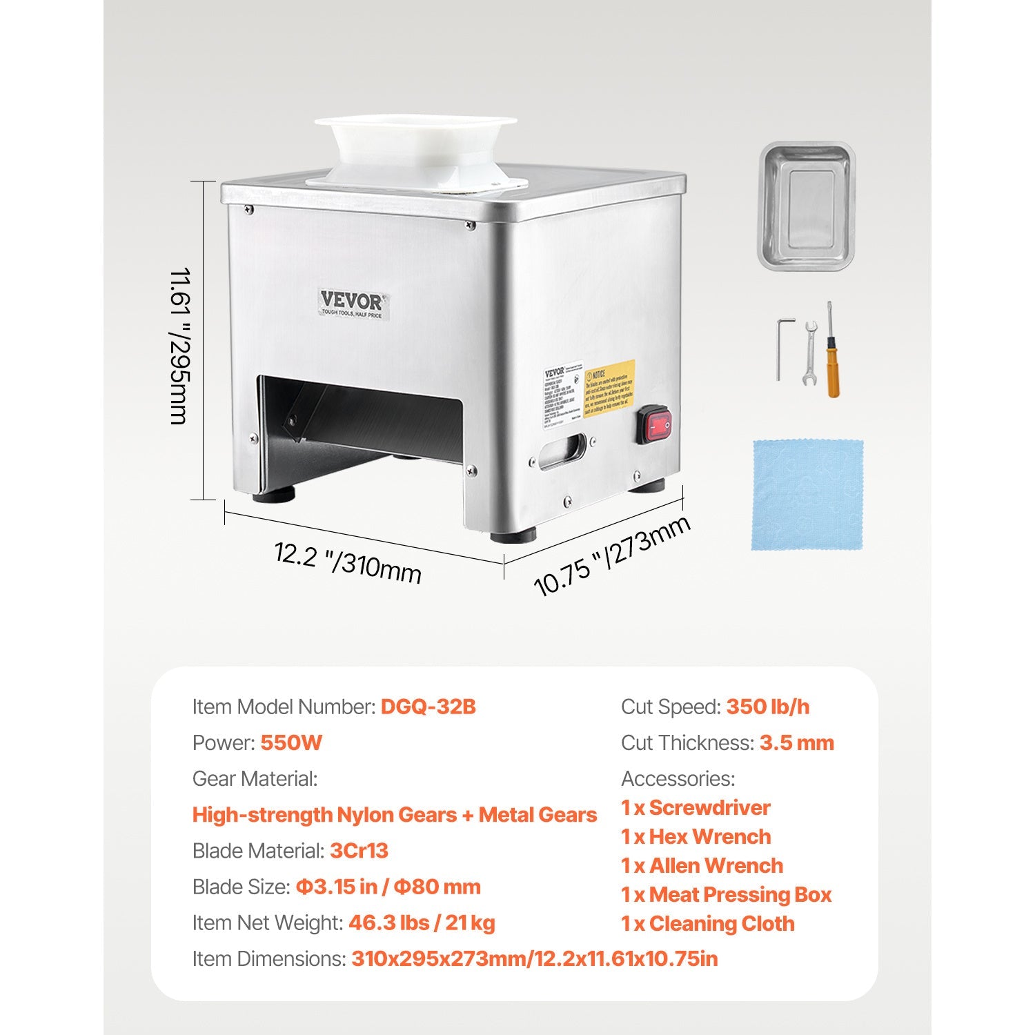 Trancheuse à viande électrique VEVOR 550W - Qualité commerciale pour cuisine et restaurant - Cuisine Chez Nadine