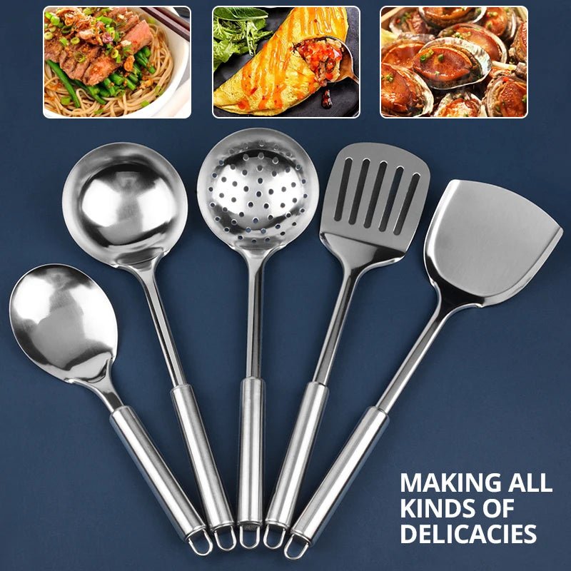 Ustensiles de Cuisine en Acier Inoxydable Konco - Passoire, Cuillère, Spatule et Retourneur pour Cuisson - Cuisine Chez Nadine