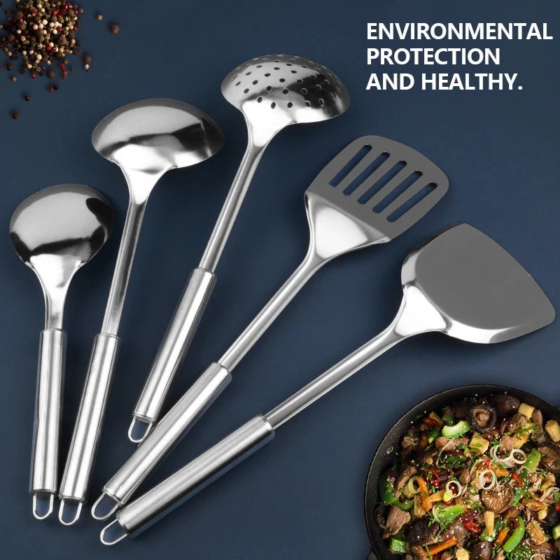 Ustensiles de Cuisine en Acier Inoxydable Konco - Passoire, Cuillère, Spatule et Retourneur pour Cuisson - Cuisine Chez Nadine