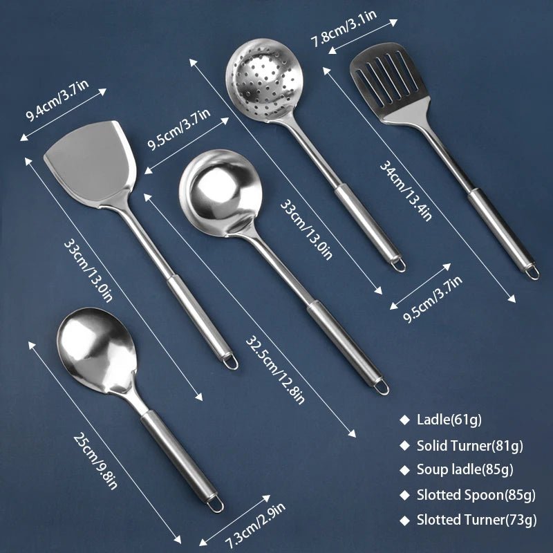Ustensiles de Cuisine en Acier Inoxydable Konco - Passoire, Cuillère, Spatule et Retourneur pour Cuisson - Cuisine Chez Nadine
