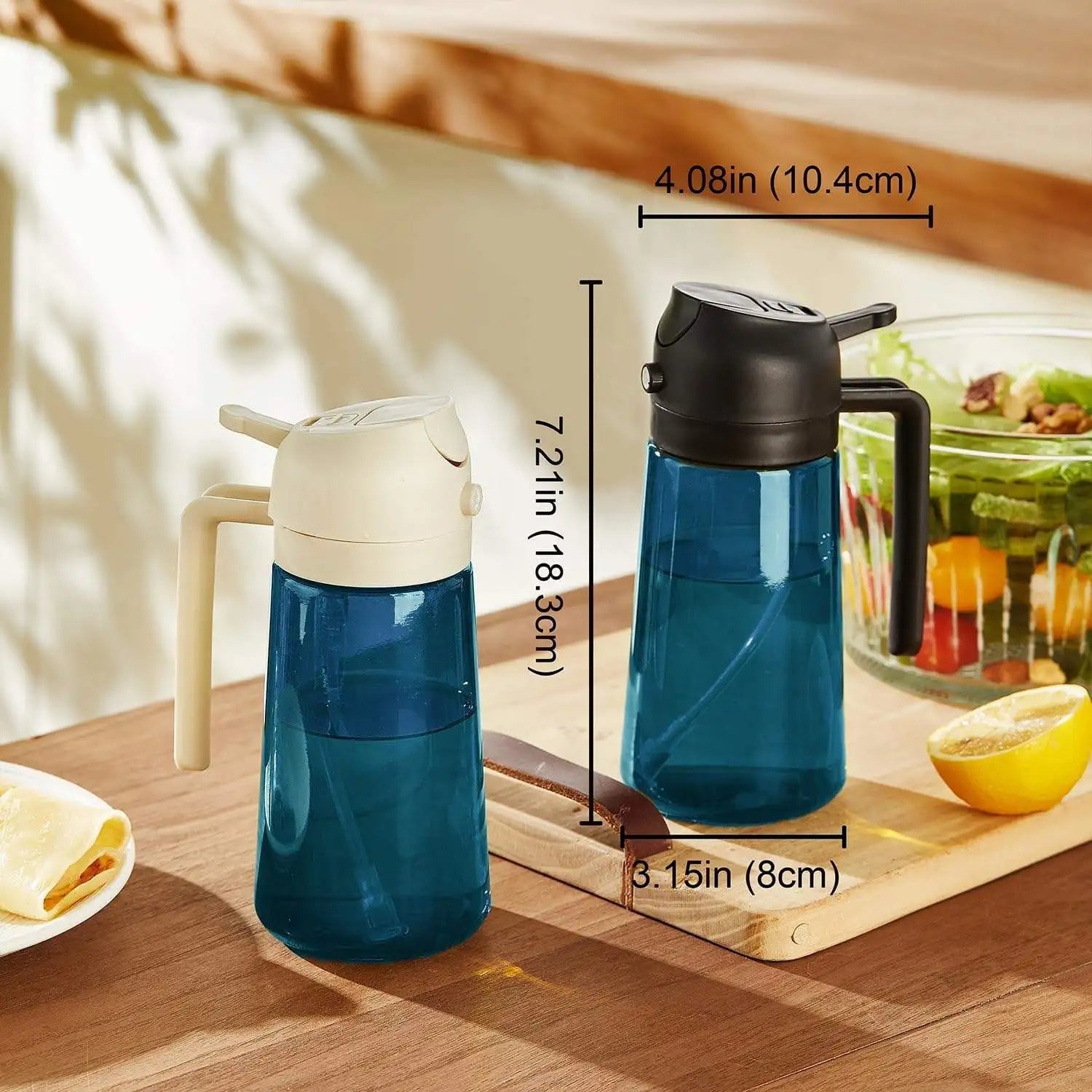 Vaporisateur d'huile en verre LOVFE 470ml (16oz) - Bouteille spray 2 en 1 avec bec verseur - Distributeur manuel pour huile d'olive - Éco - responsable - Cuisine Chez Nadine