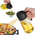Vaporisateur et distributeur d'huile 2 en 1 en verre - Bouteille spray pour huile d'olive 470ml - Cuisine, salade et barbecue - Cuisine Chez Nadine